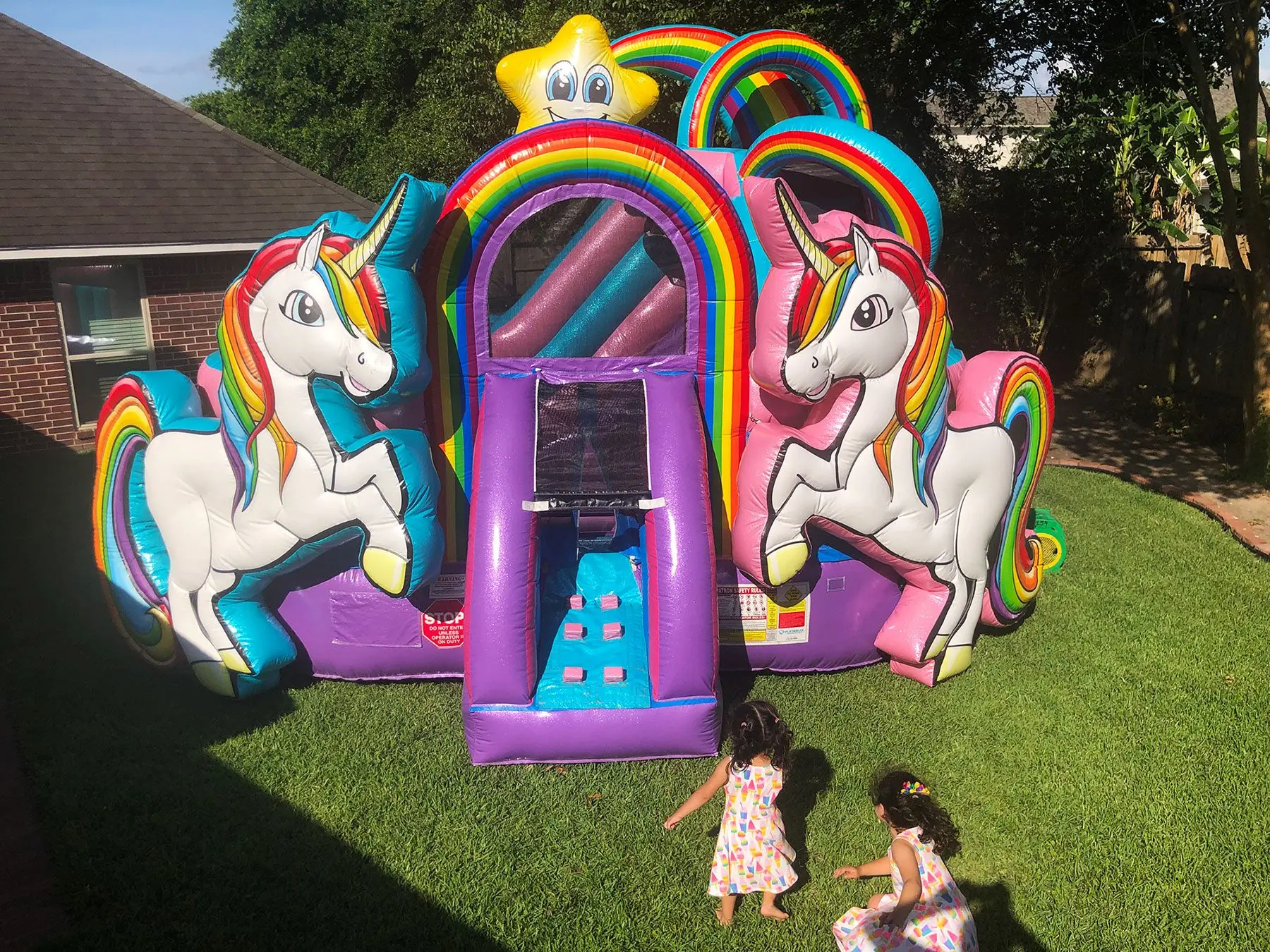Kids bouncing castles combo air bouncer trampoline mega pink moonwalk unicorn inflatable jumping castle for sale