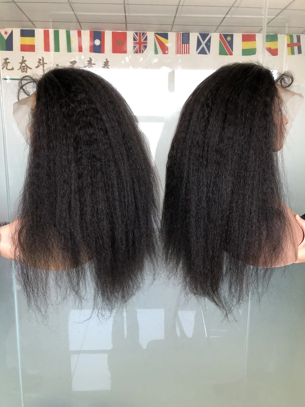 Kinky Straight Front l Lace Wig 10 to 40 Inch 100% Brazilian Kinky Straight Human Hair Wigs Pre Plucked Hair Line Front Lace Wig