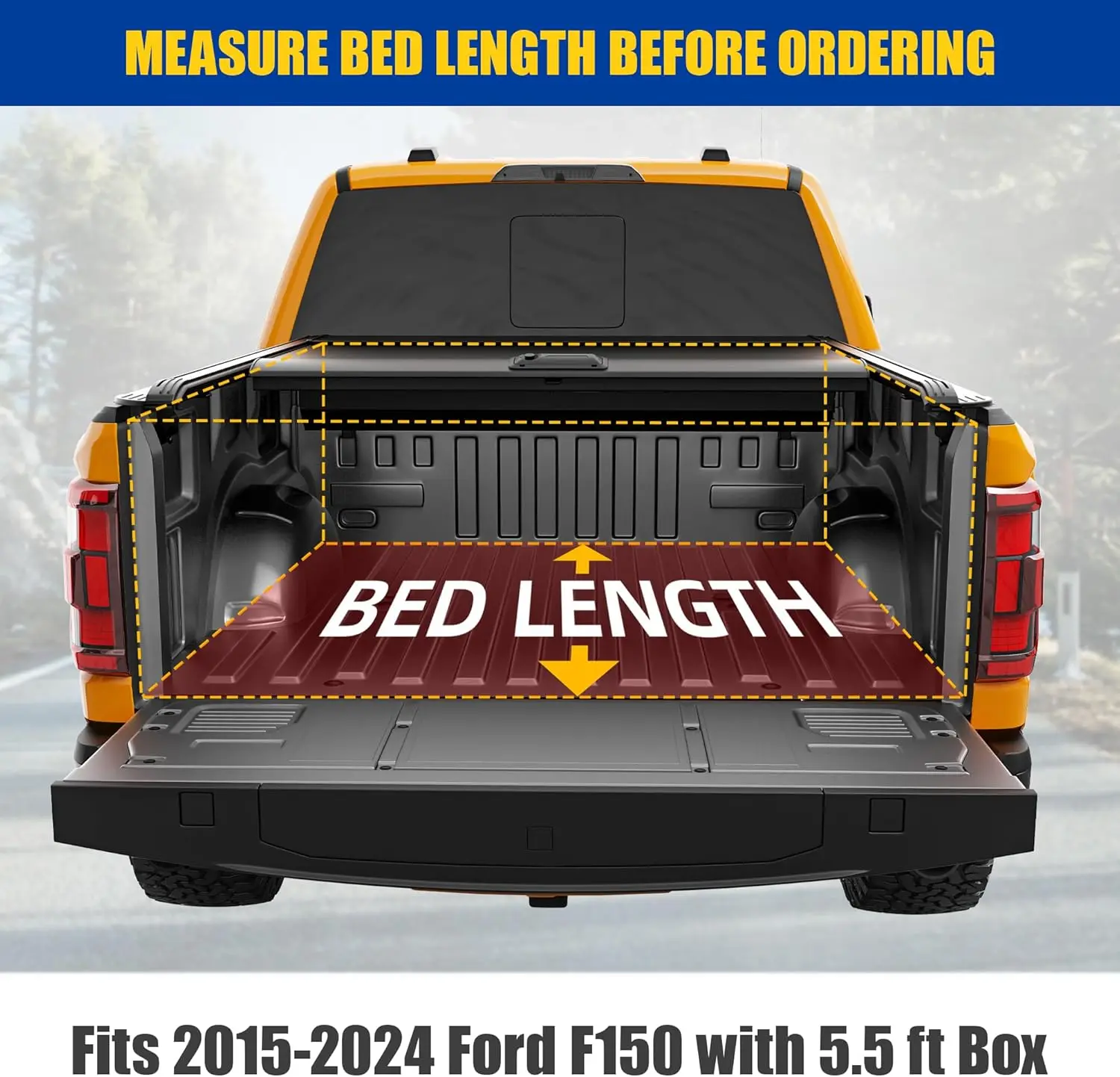 Ruck Bed Tonneau Cover Compatible with 2015-2024 Ford F150 with 5.5 ft Short Box, Low Profile Alloy Steel Made