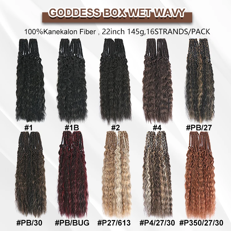 Julianna New Arrivals Synthetic Wholesale Kanekalon Fiber Crochet Braiding Hair Curly Goddess Box Braid Wet Wavy Wave