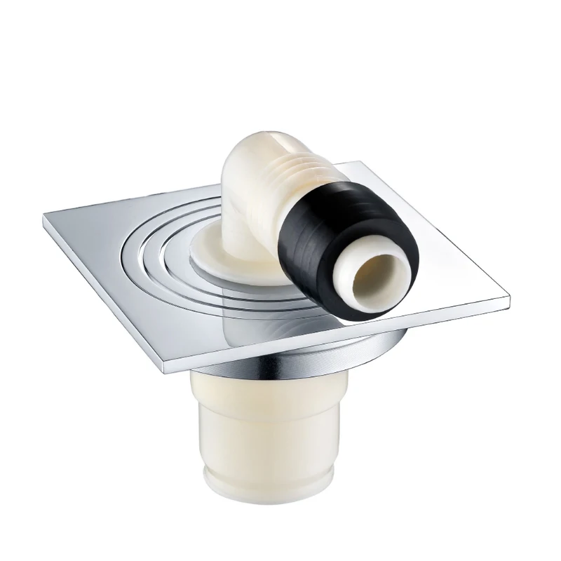 4 Inch Square Shower Floor Drain with Tile Insert Invisible Grate Cover Strainer Brushed Bathroom floor Drain
