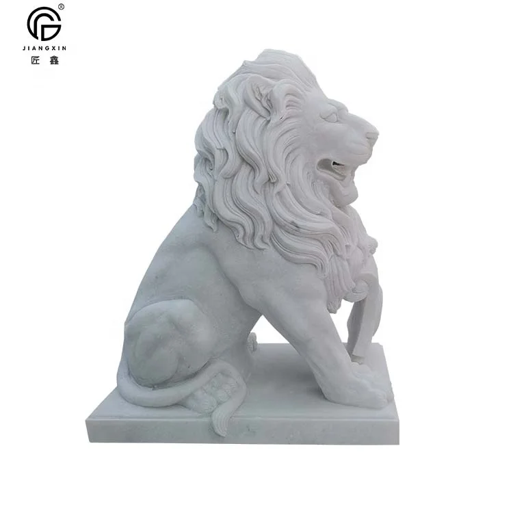 outdoor garden decoration life size white marble lion statue