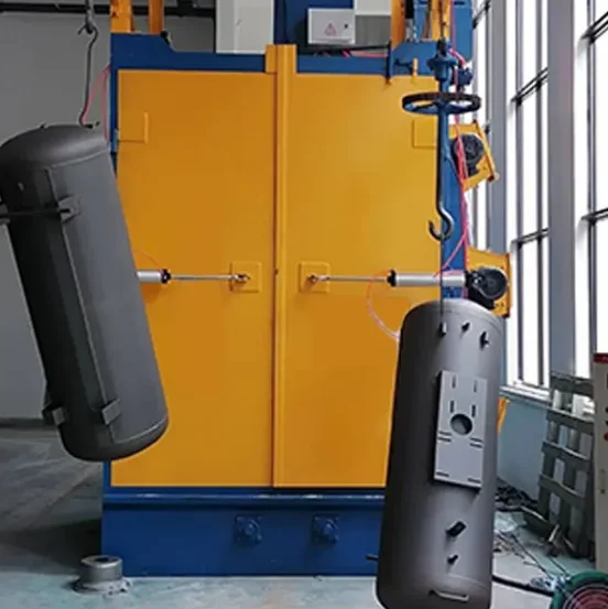 Used Electric New Hook Shot Blasting Machine Steel ABRator Motor PLC Gearbox Burnishing Deflashing Steel Shot Cleaning Process