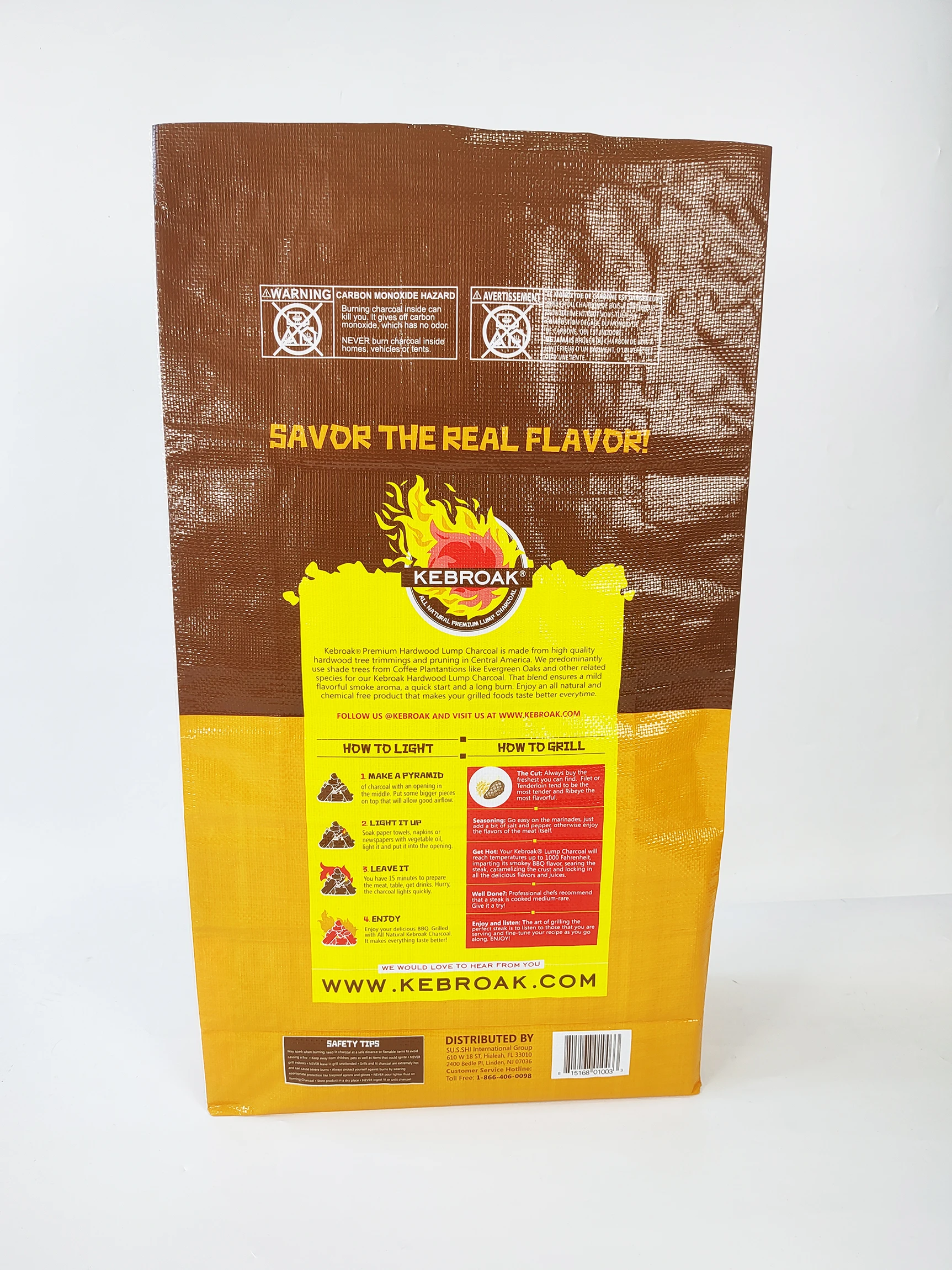 Custom Full Colorful printing square bottom BOPP laminated pp woven charcoal packing bag