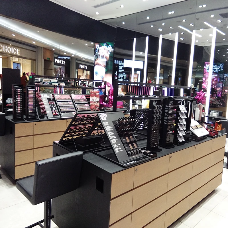 Customized design of high-end display cabinets in the beauty and care product experience area of chain stores