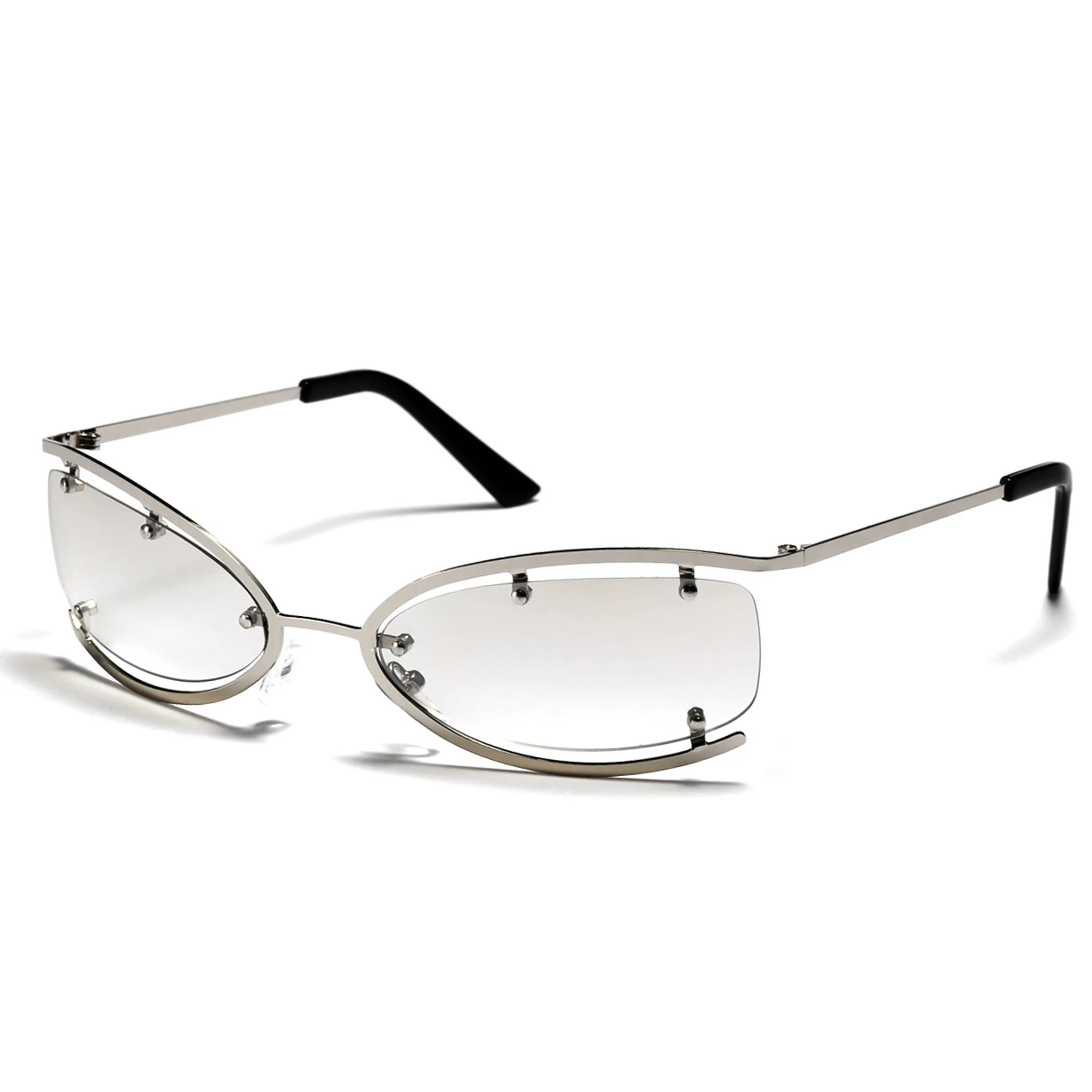 Half Frame Personality Sunglasses 2022 New Metal Hollow Out Cat Eye Future Technology Sunglasses Wholesale Women Men Sunglasses