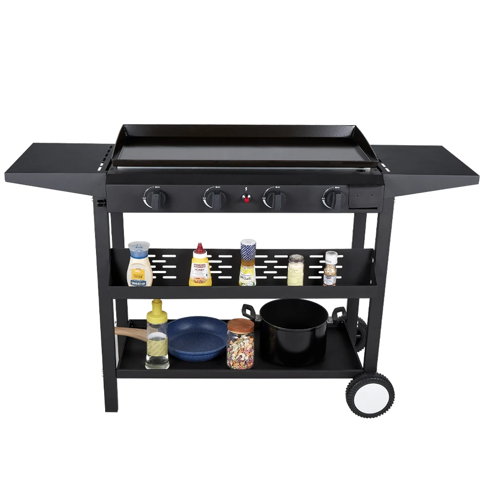 Барбекю грили пропан Роскошная уличная тележка с плоским верхом для барбекю plancha газовый гриль для коммерческого использования