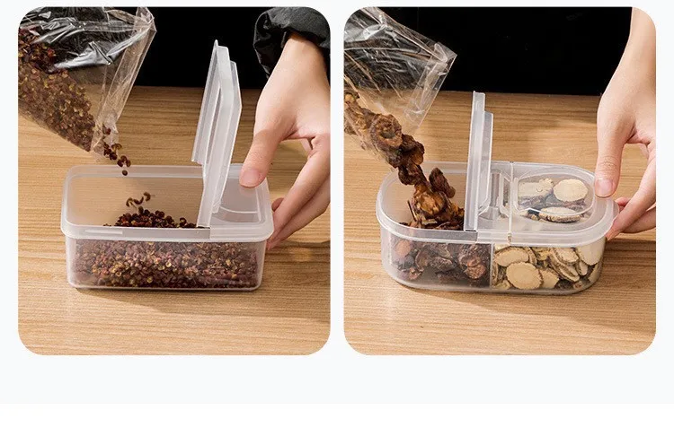 Комбинированный ящик для приправ кухонный разделитель органайзер хранения герметичная коробка раскладушка специй раздельная двойная крышка