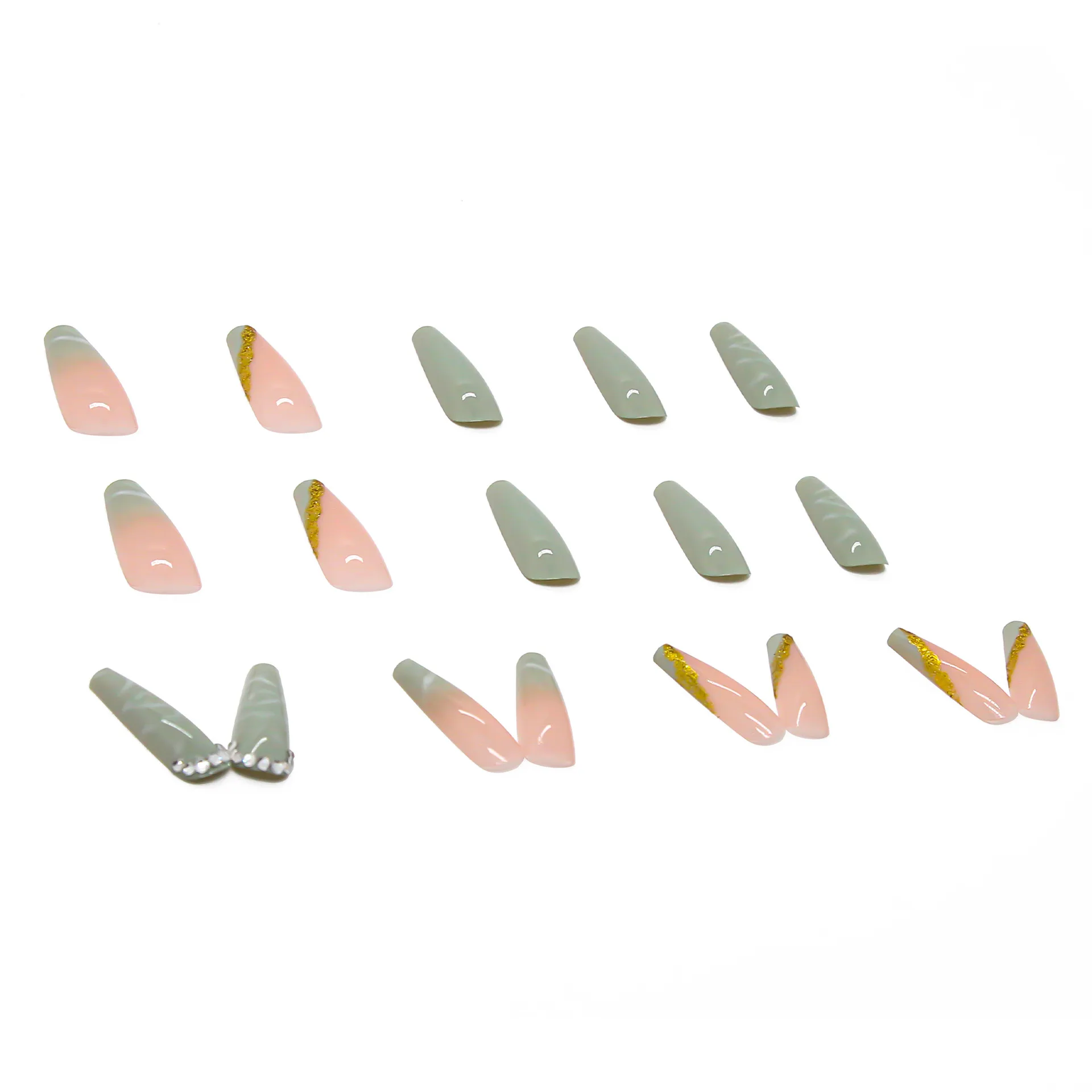 YANYE Rhinestone Paste Diamond Matcha Ballet Detachable Wearable Nail Art Accessories Press On False Nails