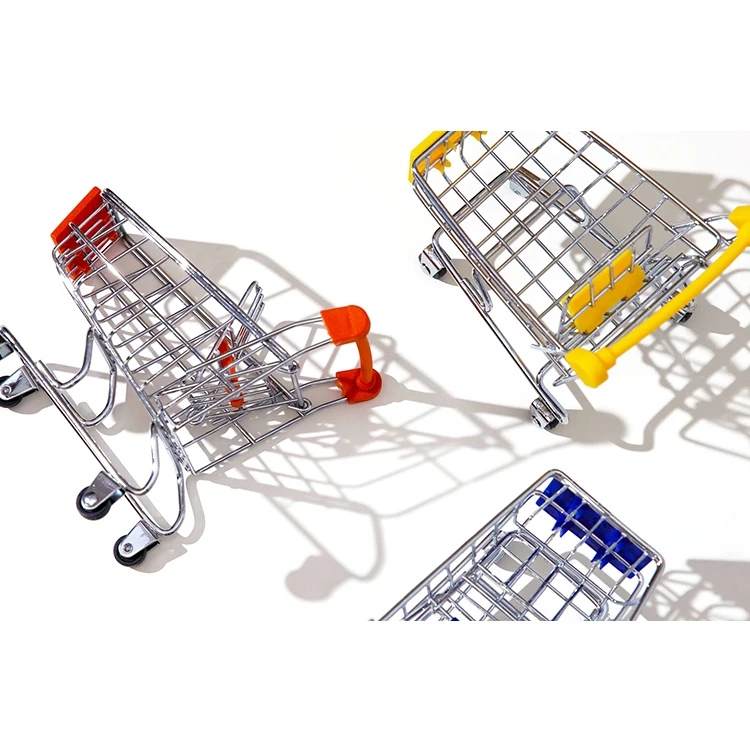 Large Size Supermarket Shopping Plastic Green Color Push Cart