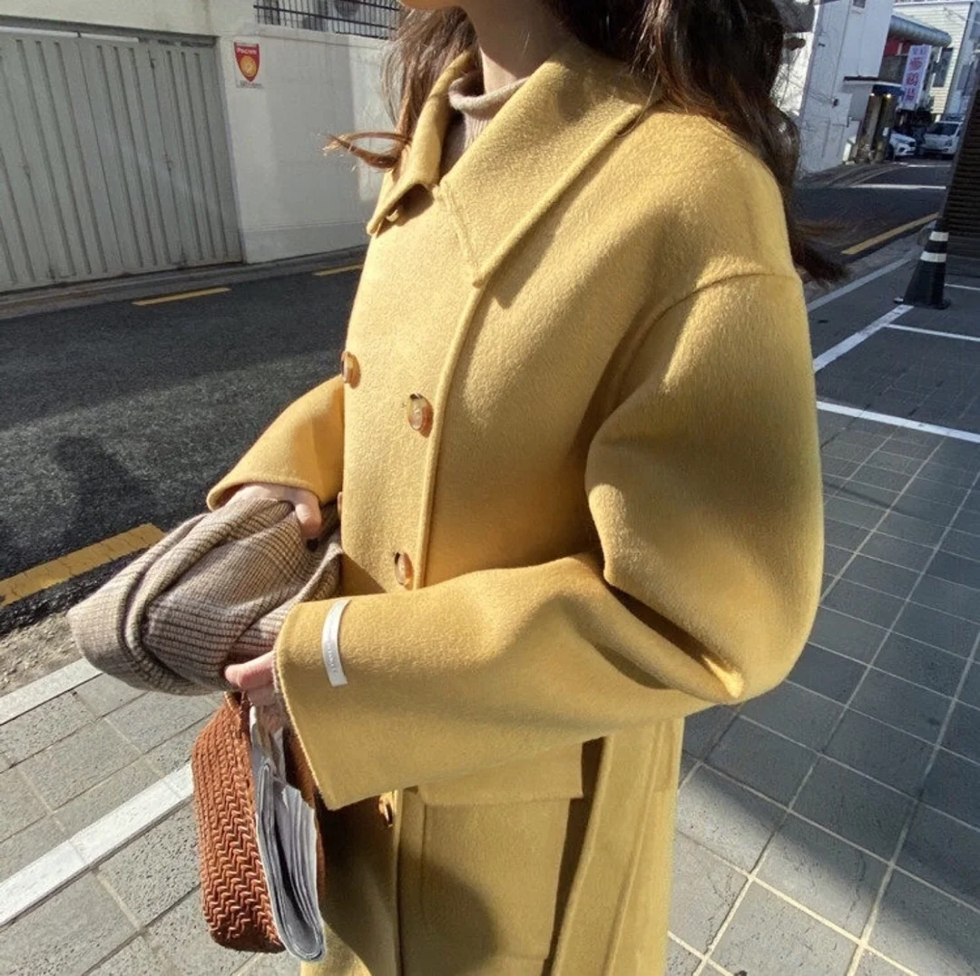 Classic Wool Coats Women Overcoat Cashmere Wool Full Length Coat With Belt Ladies Cashmere Jacket