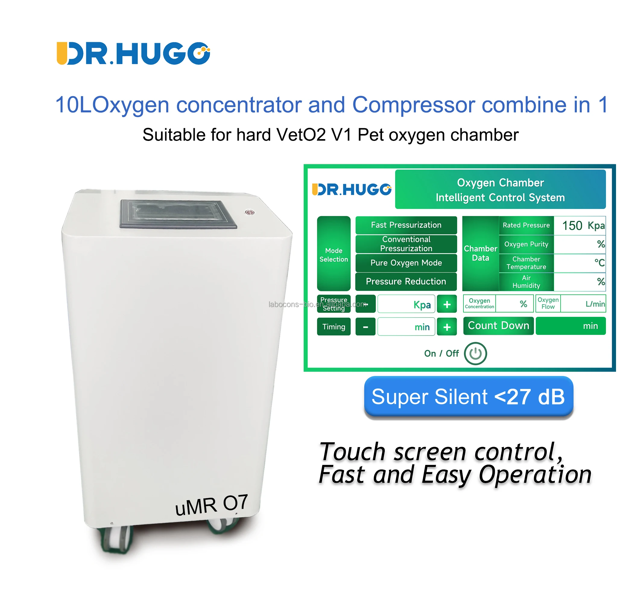 DR.HUGO VetO2 V1 Best selling Hard shell Vet hyperbaric oxygen therapy chamber For 1-2 small animals  Hyperbaric oxygen Chamber