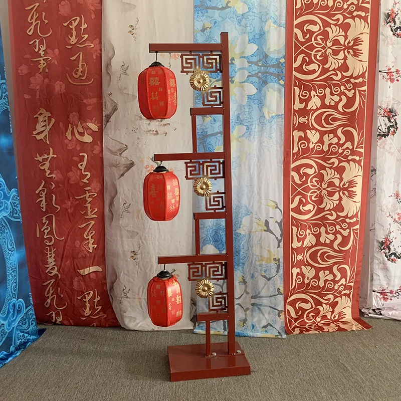 Trendy Retro Floor Lamp Wedding Stage Led Screen Festival Chinese Paper Lantern With Light