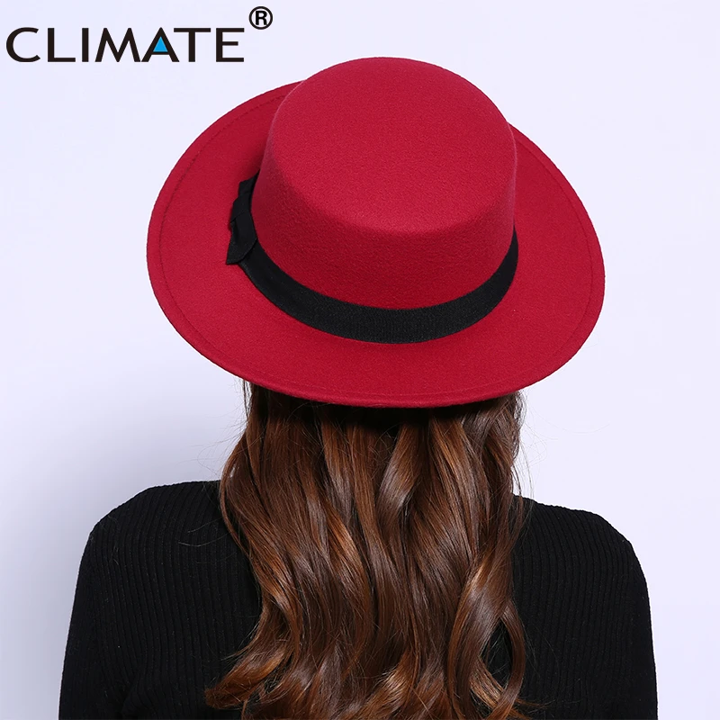 CLIMATE Women Cowboy Jazz Ladies Jazz Fashion Fedora Hats for Woman Man Fedoras Cap Polyester Woolen Cap Hat Cowboy Fedora
