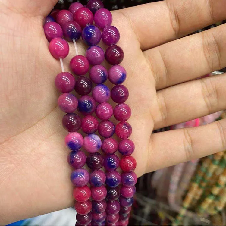 Wholesale 8mm natural stone beads red purple round bead for Jewelry making