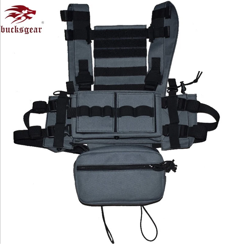 
Bucksgear Tactical adjustable chest rig vest OEM ODM military combat vest modular assault chest rig with magazine pouches 