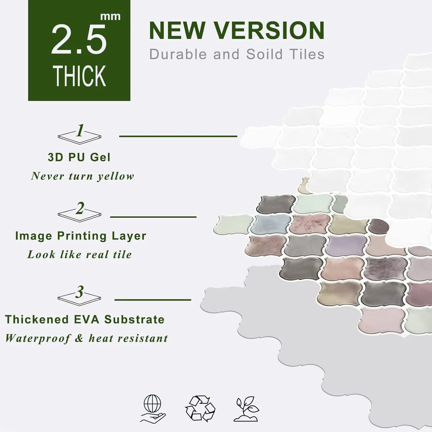 Arabesque Tile Peel and Stick Backsplash, 12 X12 inch Backsplash Tile for Kitchen Peel and Stick, Self Adhesive Wall Tile Stick