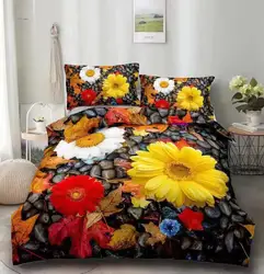 3d sunflower printing 100% polyester fabric brushed bedsheet fabric