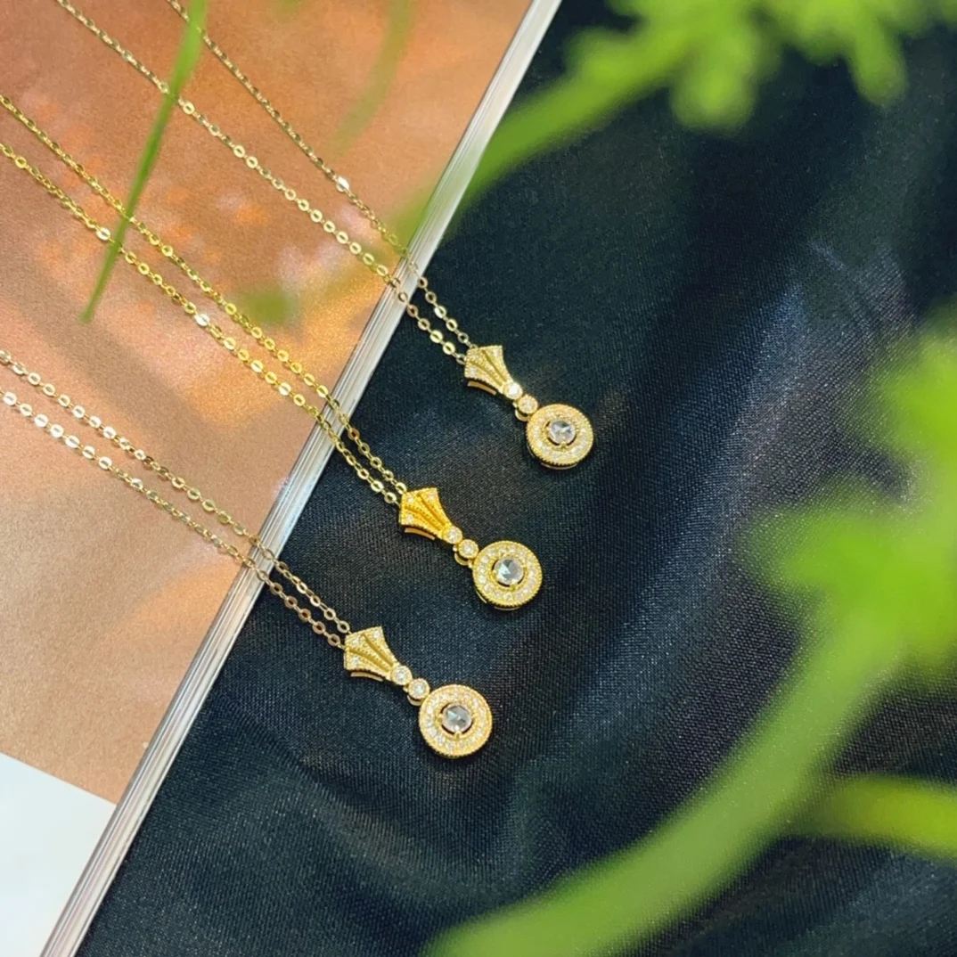 18K 14K True Gold Chain Necklace Fashionable Luxury Female Bride Accessories Laboratory Growing Diamond Necklace