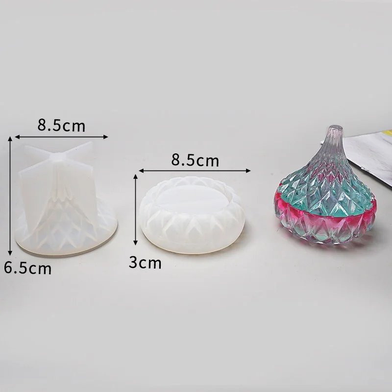 Chinese Manufacturer Crown Shape Crystal Round Striped Storage Box Resin Silicone Mold For DIY Making