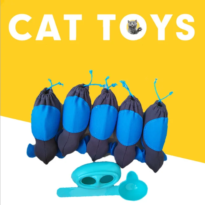 Amazon Hot Sale Cat Leak Food Toys Cat Feeding Catching Mouse Toys Set of 5 Rats Safety Mouse Shape Bowl