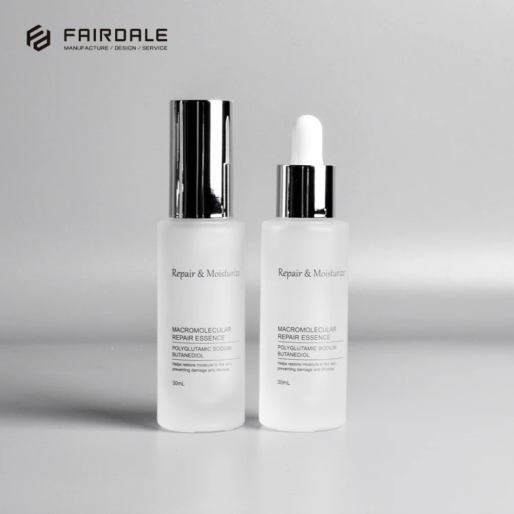 OEM Cheap Price 30ml Cosmetic Packaging Frosted Empty Glass Mini Serum Bottle With Pump