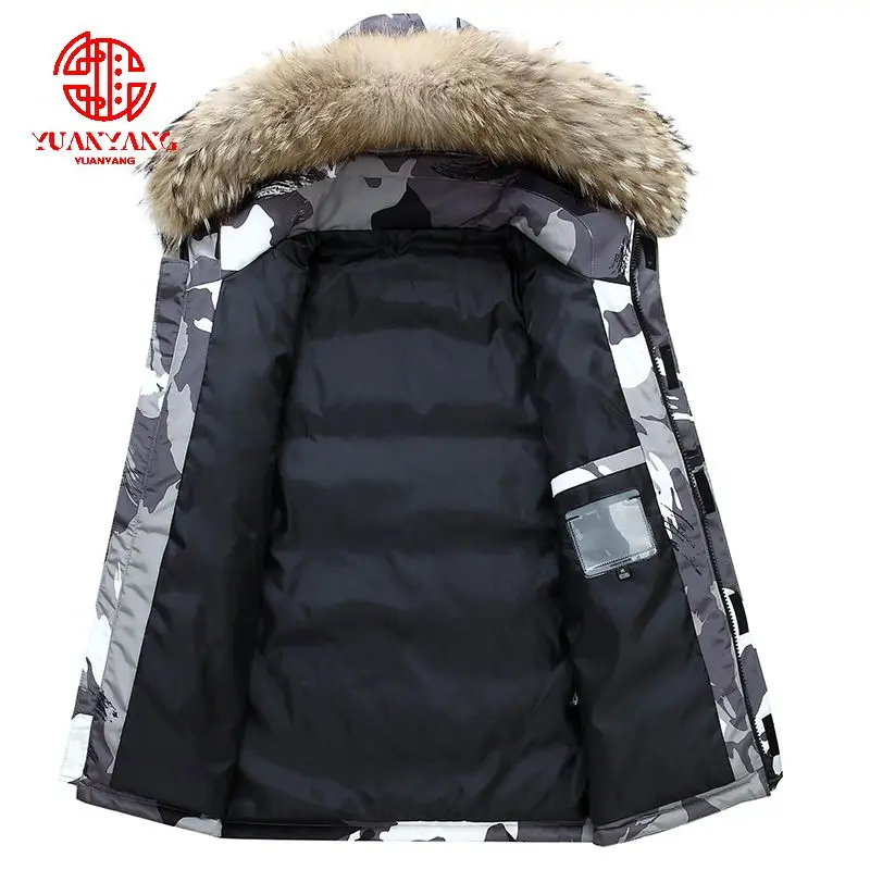 Warm Plus Velvet Thicken Windbreaker Parka Coats For Mens Custom Winter Windproof Fur Adults Men Thermal Soft Parka Jacket