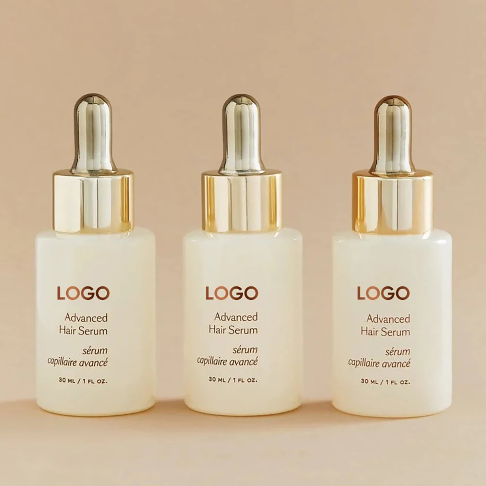 OEM ODM 50ml pink glass bottle biotin VB5 rosemary help hair growth serum oil