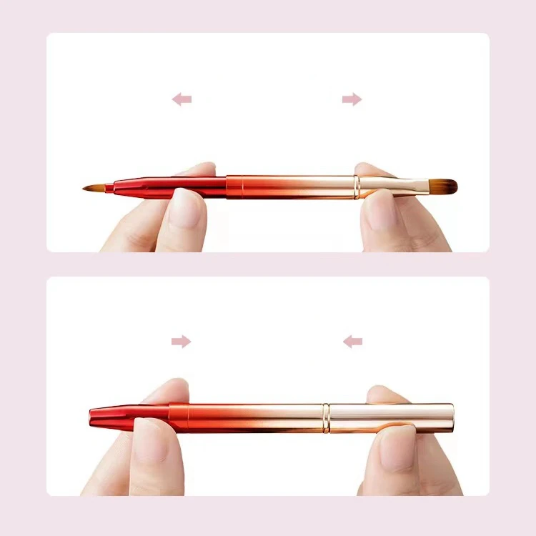 Double Side Nylon Hair Angled Eye Shadow Makeup Brush Double Ended Retractable Eyebrow Eyeshadow Concealer Lip Brush And Custom