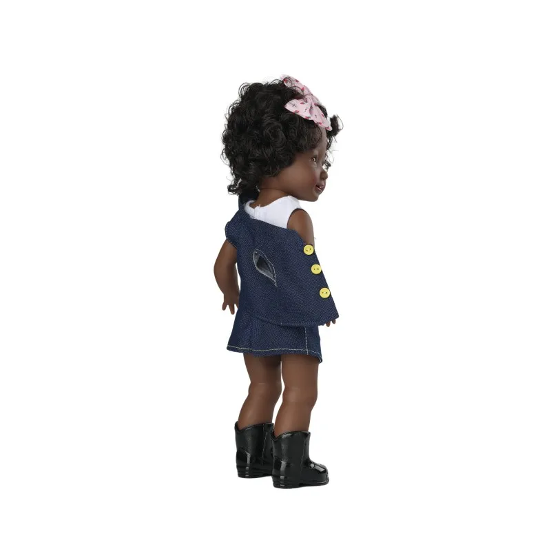 Original Doll Maker 14 inch Plastic African Fashion Dolls Curly Hair Beautiful Black Girl Pretty Black Baby Dolls For Kids