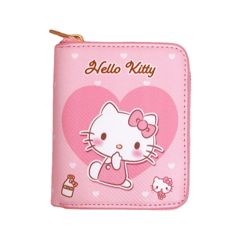 Kawaii Hello Kitten My Melody Kuromi Sanrios New Pu Casual Money Bag Coin Purse Card Holder Wallet With Buttons