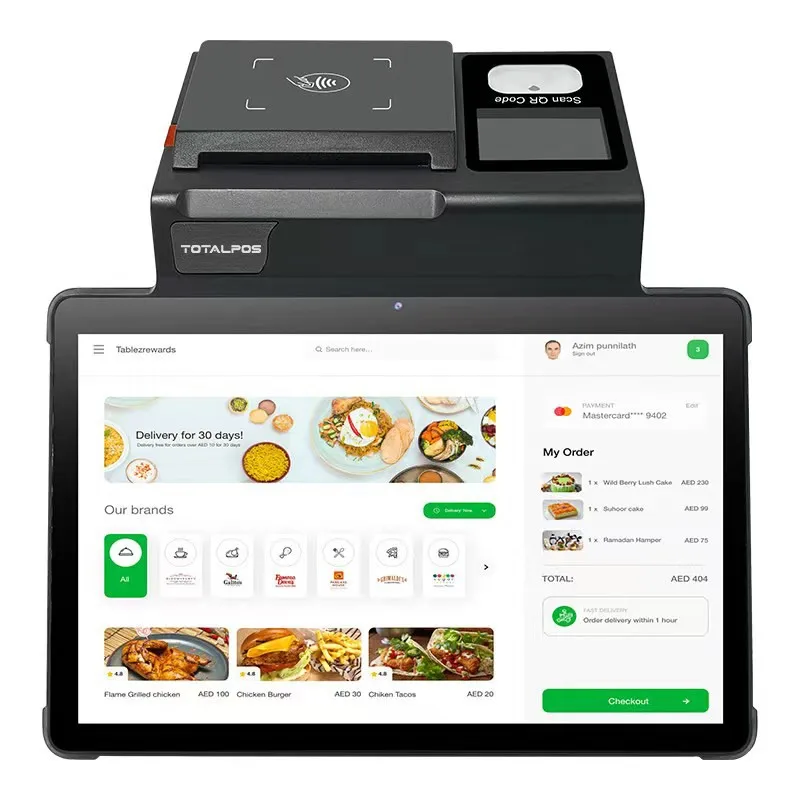 NB11 POS Factory OEM 11 inch 3gb+16gb touch screen all in one payment qr code nfc 4G pc tablet android pos terminal with printer