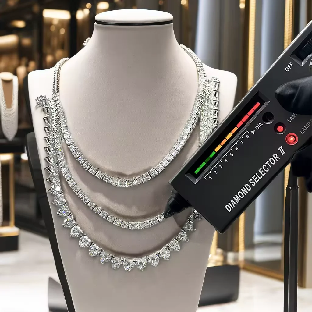 Factory Price Tennis Chain Hip Hop 925 Sterling Silver Pass Diamond Tester VVS Moissante Diamond Necklace GRA Certified