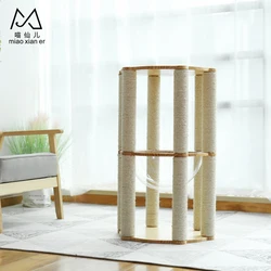 Roman Hot Selling Outdoor 3 layers Wood Cat Scratcher cat climb tree