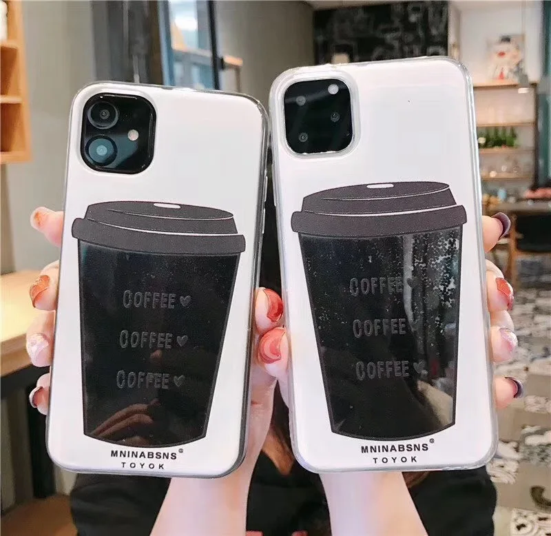 Dynamic Liquid Sand Coffee Cell Phone Covers  Case For iPhone 6 6s 7 8 Plus Glitter Cases For iPhone X XS XR 11 Pro MAX