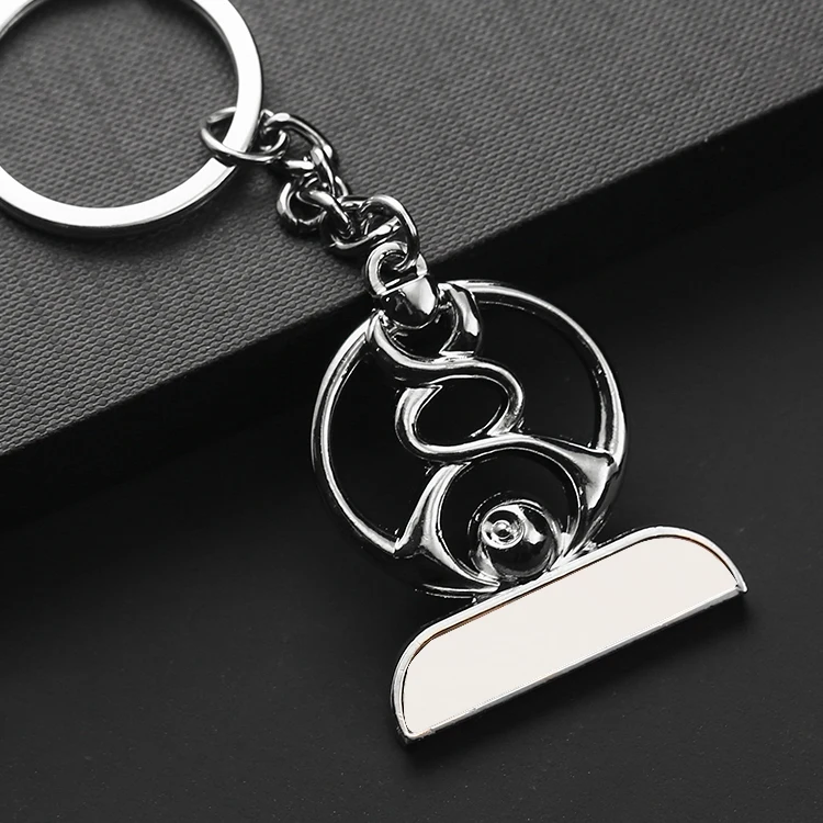 China Manufacturers Zinc Alloy Iron Custom Keychains in Bulk Shiny Silver Plated Blank Keyring Hallow Personalized Keychain