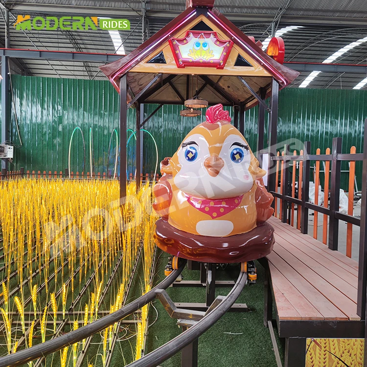 Kids Amusement Park Equipment Luna Playground Fun Fair Theme Mini Roller coaster Ride Chicken Run for Sale