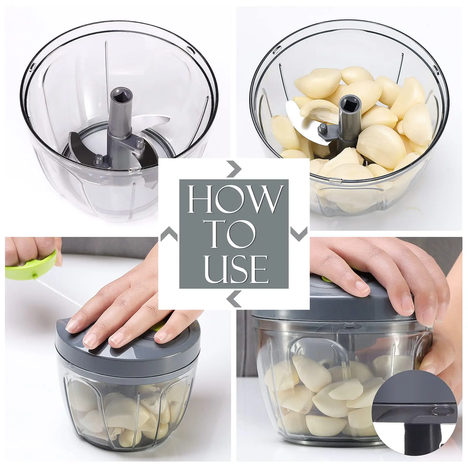 Kitchen Accessories Blender Garlic Cutter Mini Manual Vegetable Fruit Garlic Ginger Onion Meat Shredder Hand Pull Chopper
