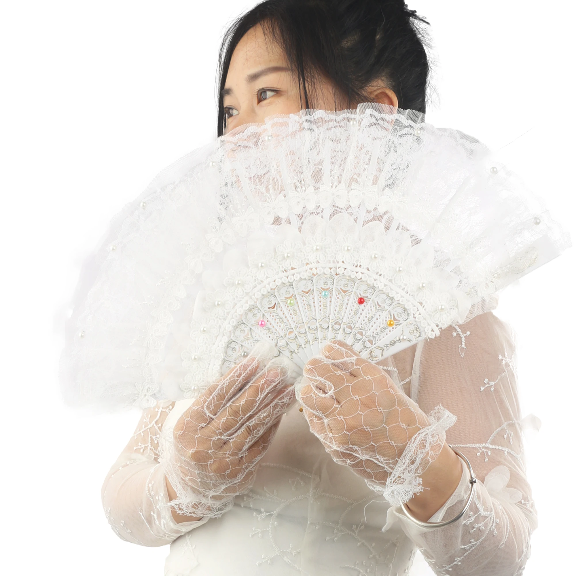 Wedding Ceremony Bridal Accessory Wedding Dress Lace Fan White Spanish Fan