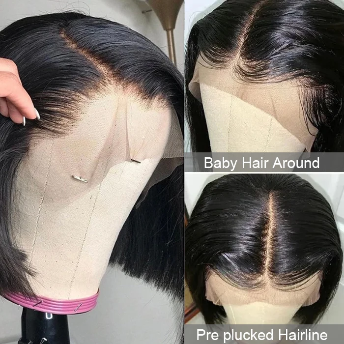 13x4 Short Double Drawn Vietnamese Raw Hair Lace Front Wigs Vietnam Hair Bone Straight Bob Wigs for Black Women