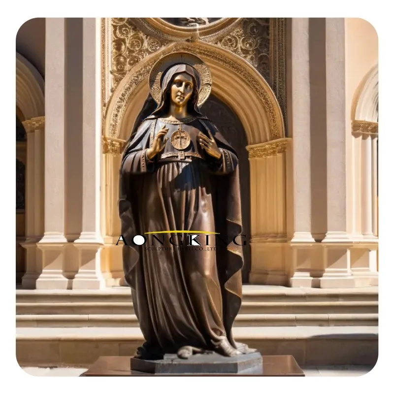 Religious Sculpture Bronze Saint Catherine of Siena  Life size Saint Saint Catherine of Siena Bronze Statue for church