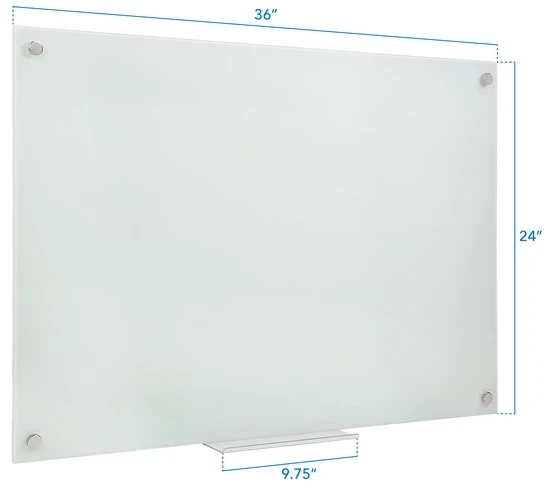Wall Mounted Transparent Tempered Magnetic Glass Dry Erase Whiteboard For Office and Classroom