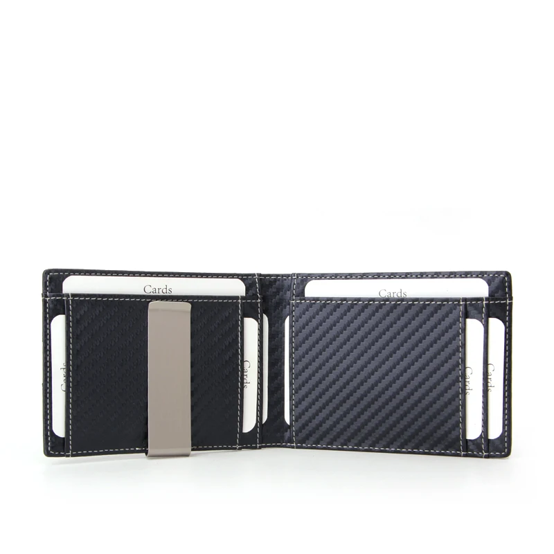 BSCI Certificated Manufacturer Mens Leather RFID Blocking Short Bifold Slim Wallet with Money Clip