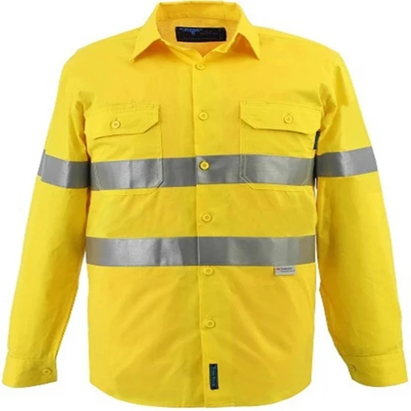 100% Cotton Hi Vis Vented Shirts with Reflective Tape