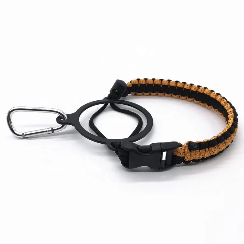 Handmade weave paracord bottle handle with carabiner and safety ring for wide mouth bottle