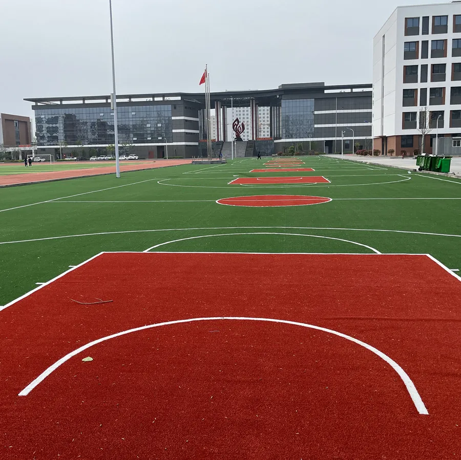 Meisen Red Artificia Grass for School Runway Track Playground Colorful PE filament Fibrillated 20mm Sports Flooring Turf Carpets