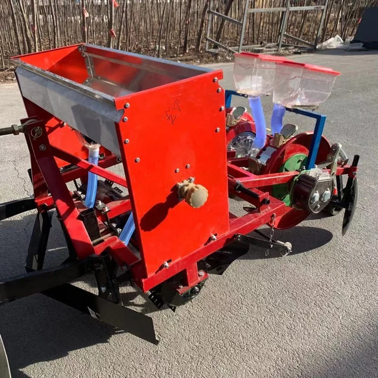 Tractor with corn sowing, fertilization and film mulching drip irrigation integrated machine Grain planter