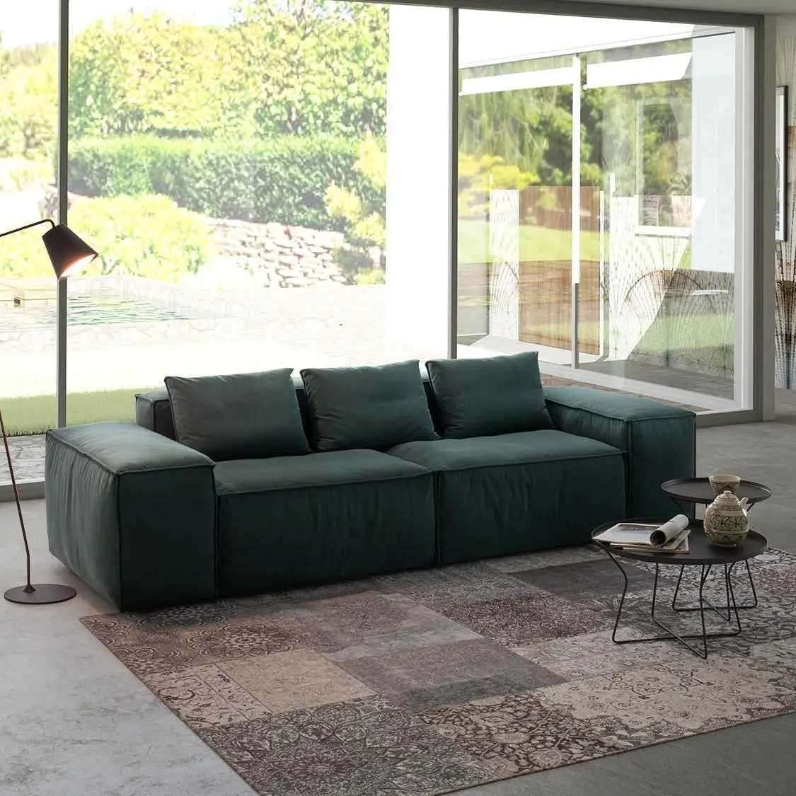 YASITE 2022 Contemporary  Leather Velvet Suede Fabric Diotti Square  Modular Sectional Sofa