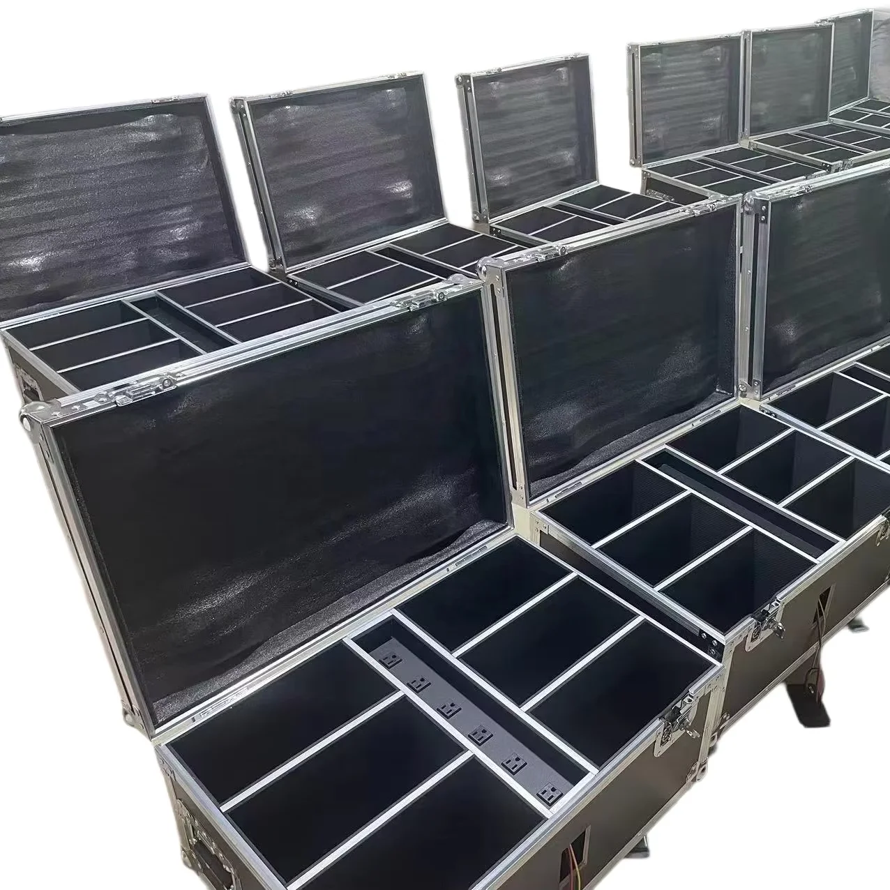 Packing with flight case the LED dancing floor was programmed to display different colors and patterns  presented at the event.