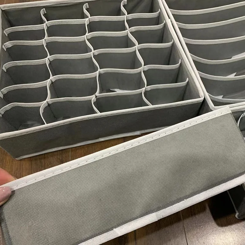 Customized Fabric Closet Dresser Drawers Organizers Dividers 4 Foldable Underwear and Bras Drawer Organizers Set